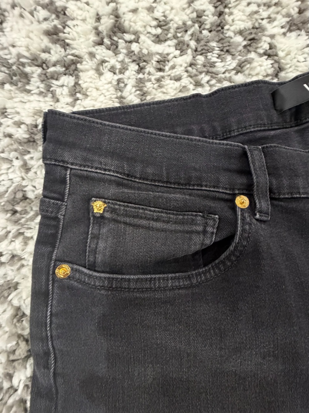 Versace Medusa Skinny Jeans Black Gold Men’s Size 36 NWT - Picture 8 of 10